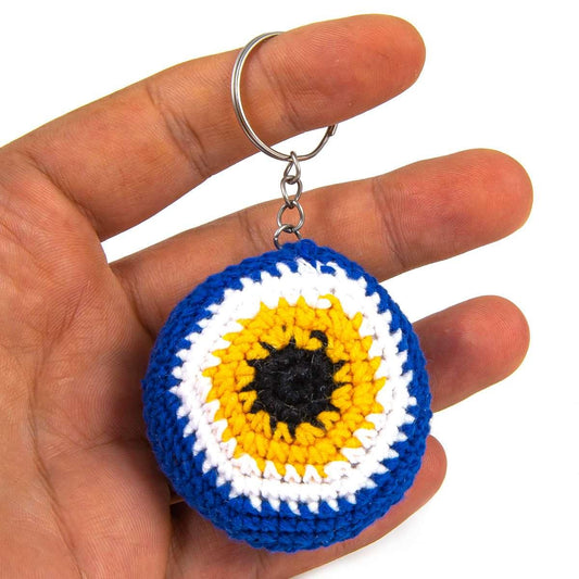 handknit evil eye key chain